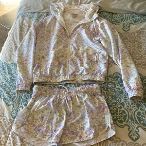 Forever 21 Cropped Hooded Jacket with matching shorts